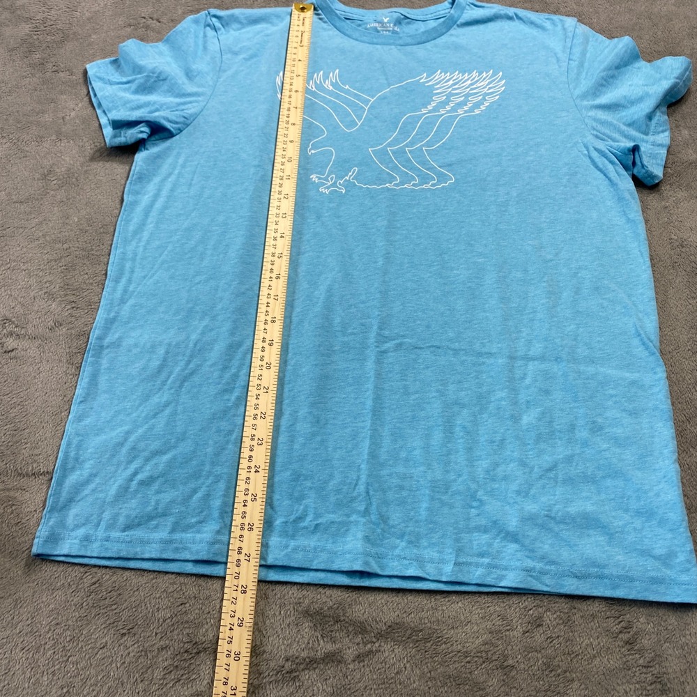 American Eagle T-Shirt Women L Blue Graphic Triple Eagle Crew Neck Short Sleeve